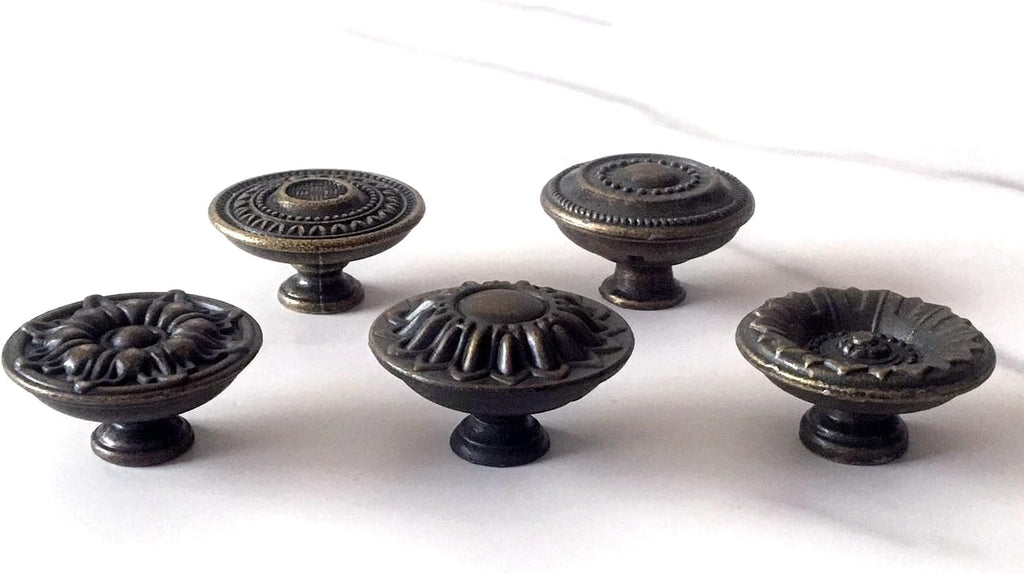 Antique Bronze Vintage Round Drawer Pull Knobs