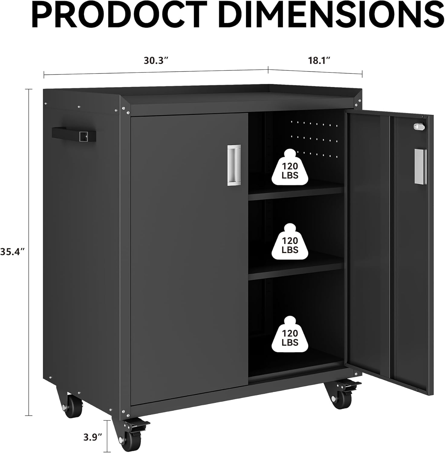 Rolling Lockable Metal Garage Cabinet