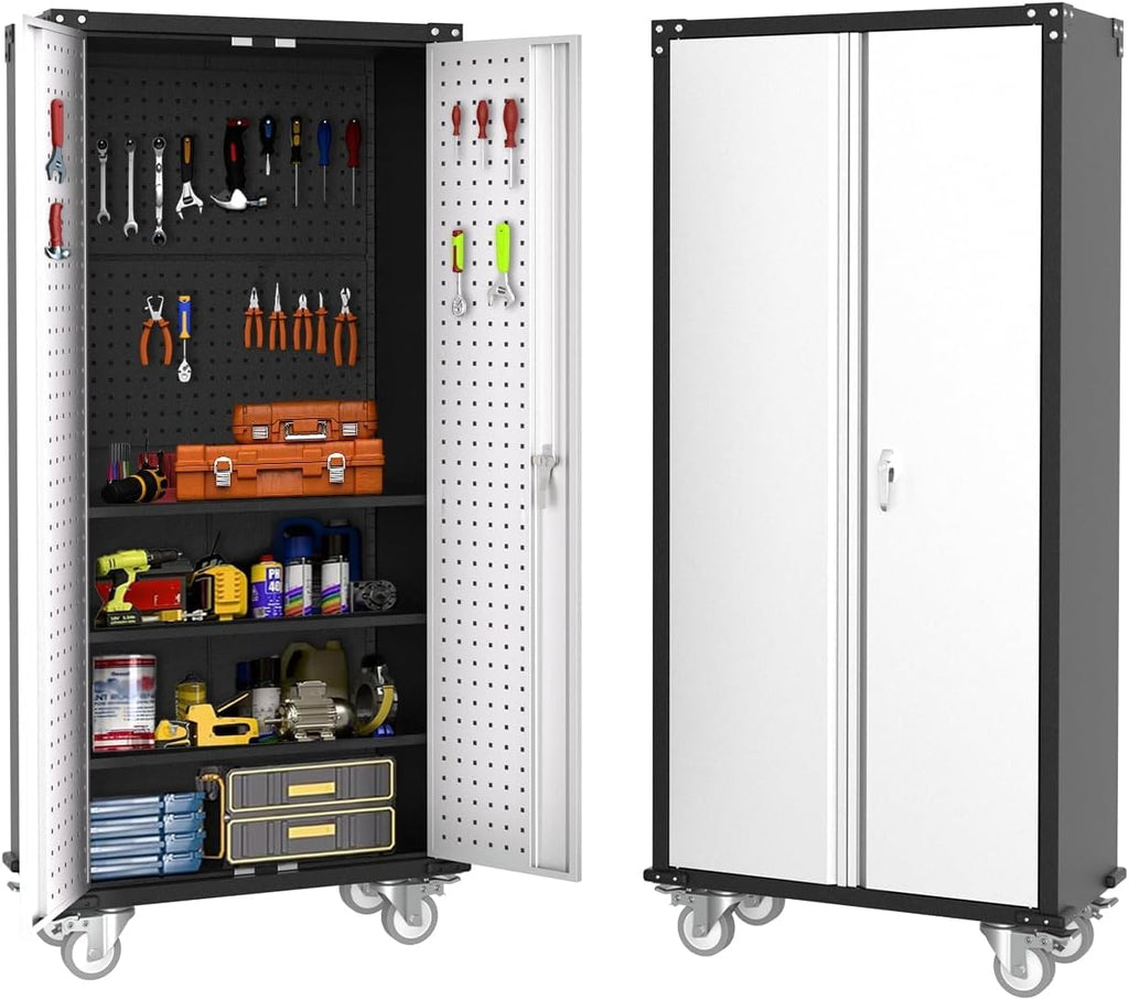 Rolling Lockable Metal Storage Cabinet
