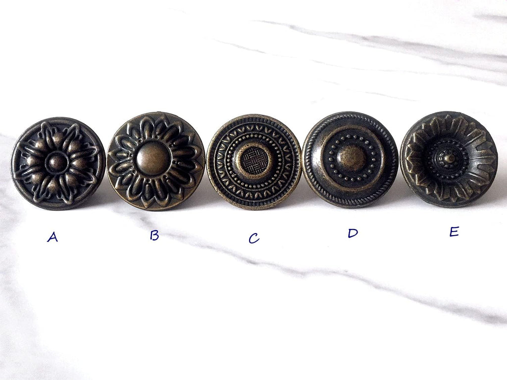 Antique Bronze Vintage Round Drawer Pull Knobs