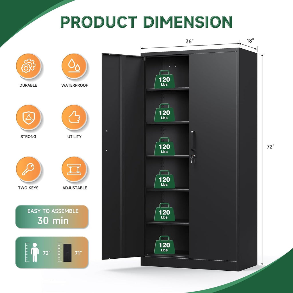 Tall Lockable Metal Garage Cabinet