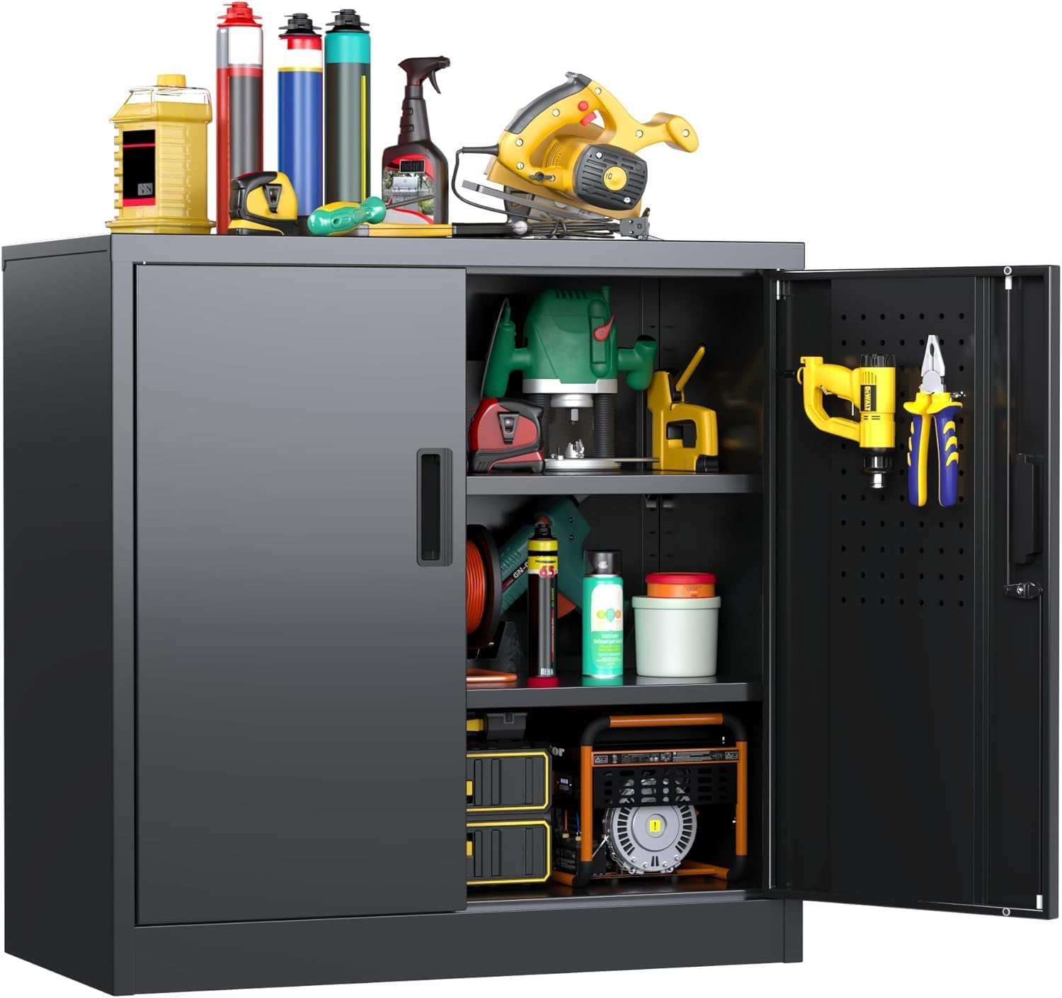 Lockable Pegboard Metal Storage Cabinet