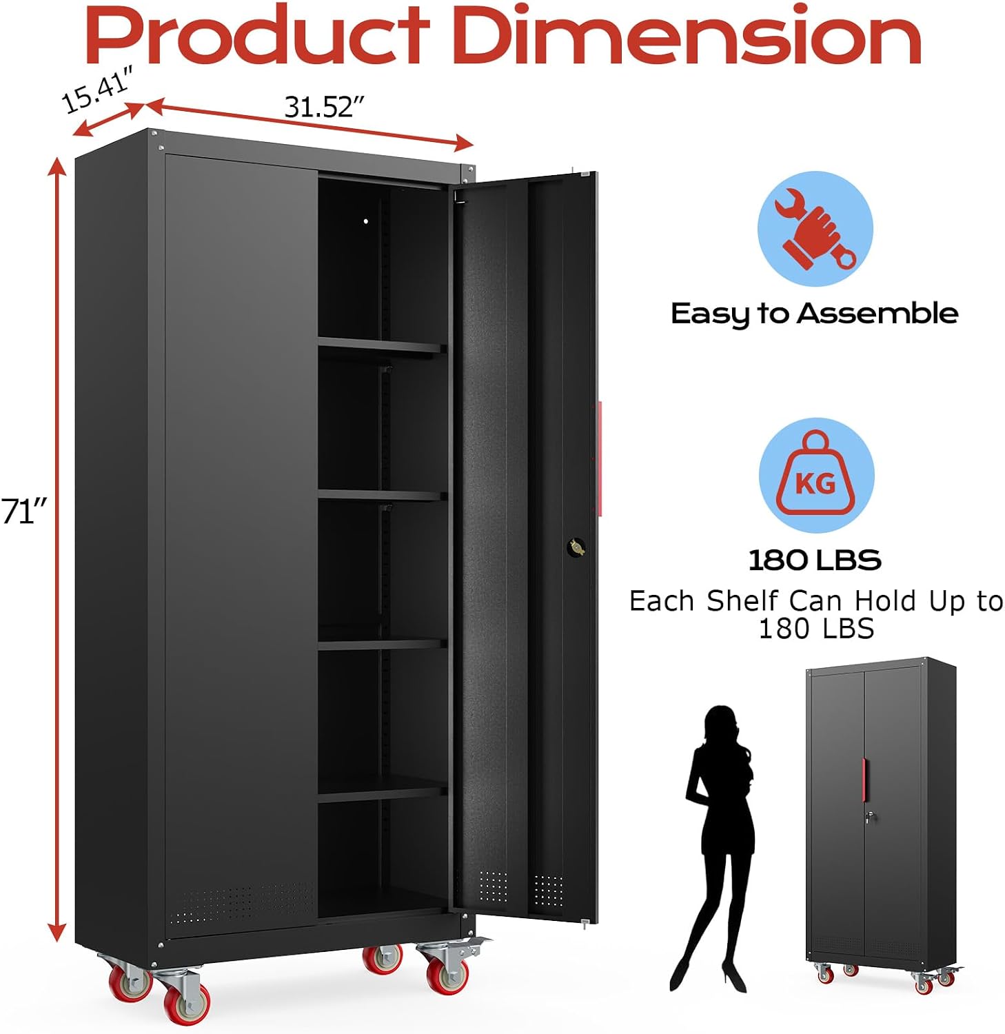 Lockable Rolling Metal Garage Cabinet