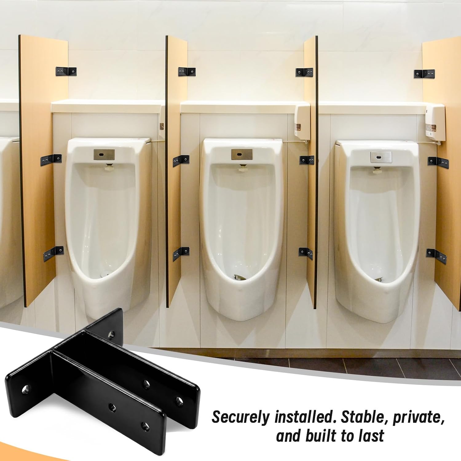 Black Urinal Screen Brackets 4 Pack