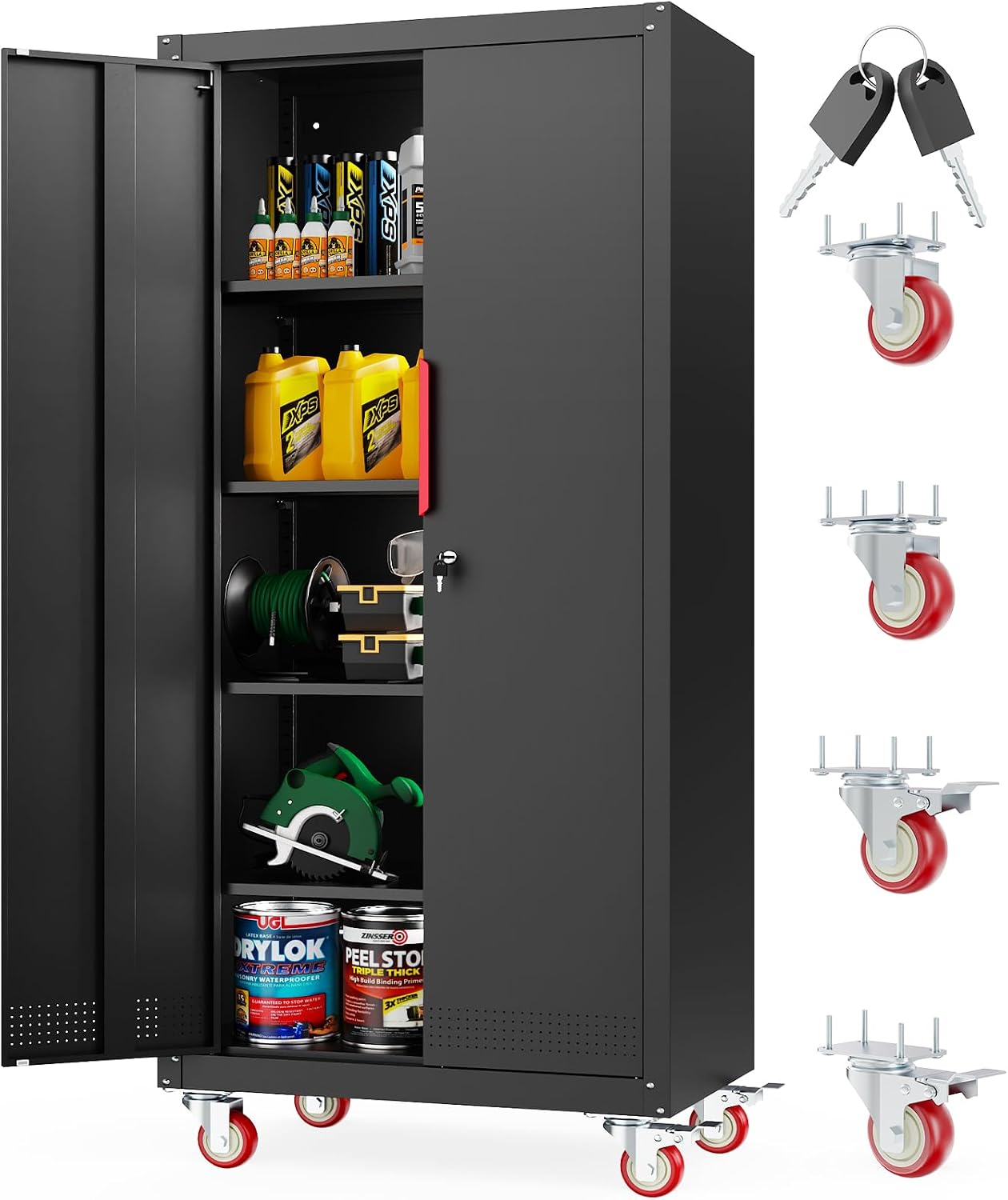 Lockable Rolling Metal Garage Cabinet