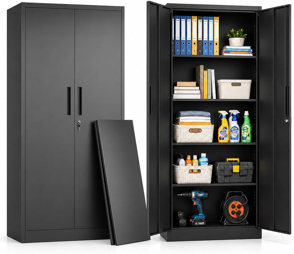 Tall Lockable Metal Storage Cabinet