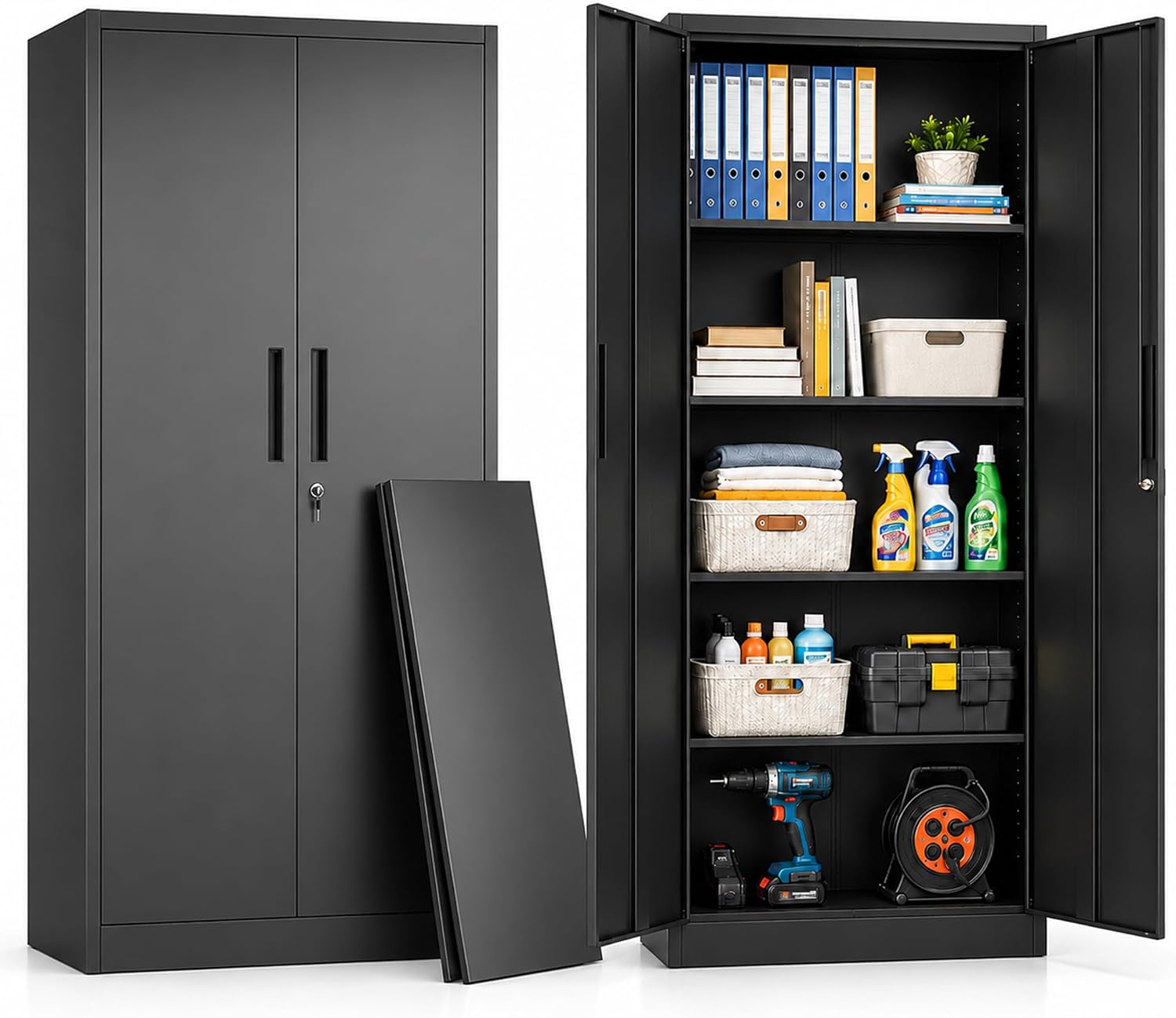 Tall Lockable Metal Storage Cabinet