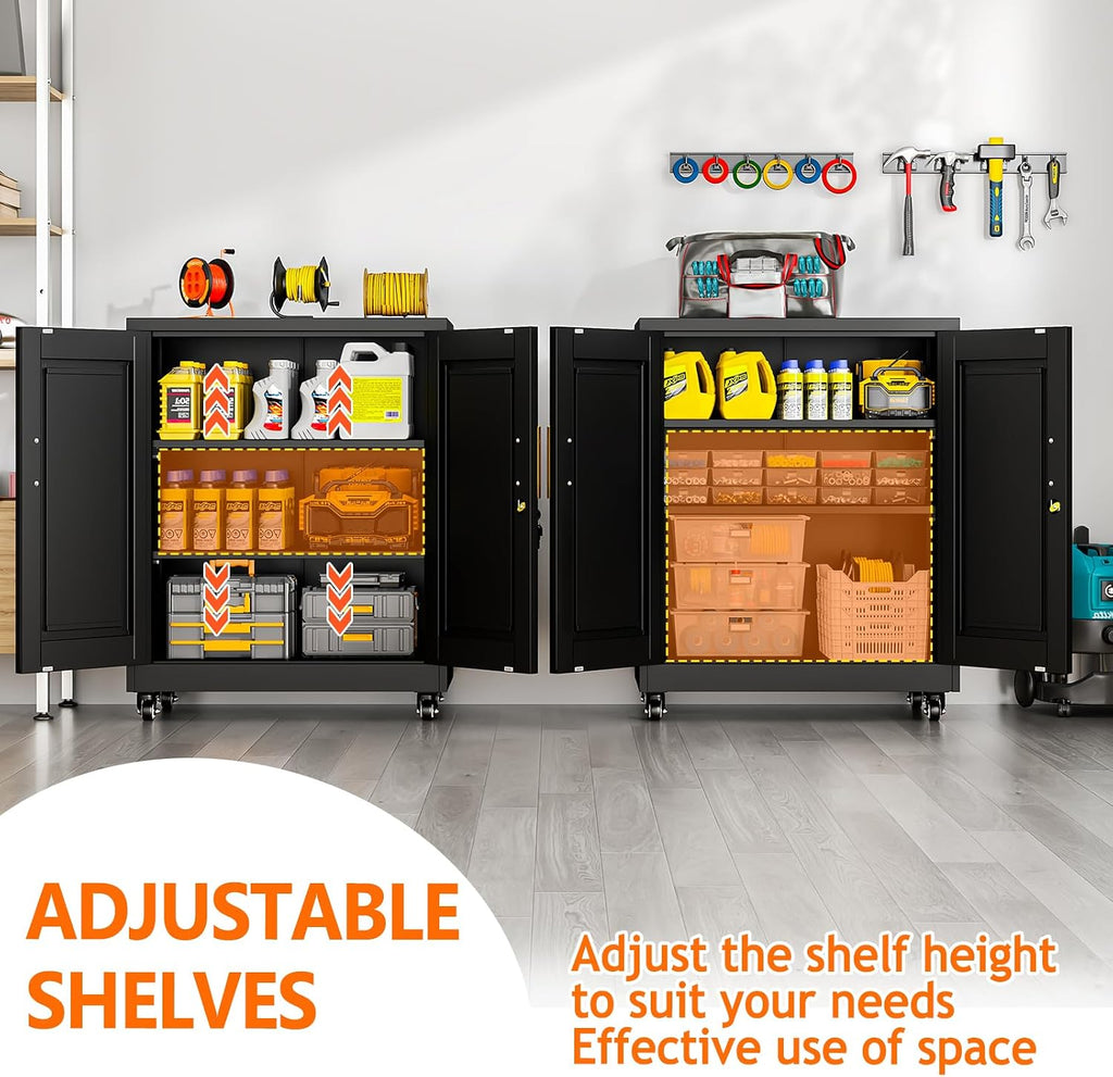 Rolling Lockable Metal Storage Cabinet
