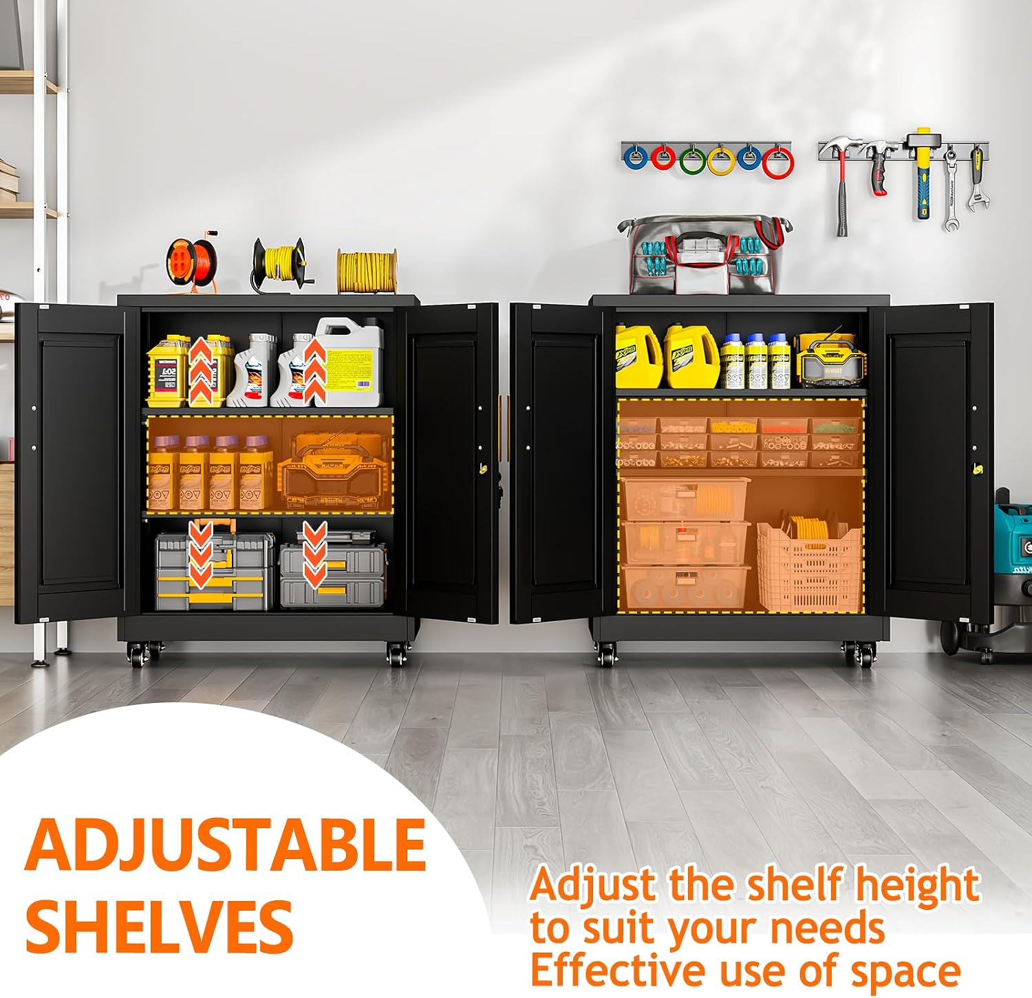 Rolling Lockable Metal Storage Cabinet