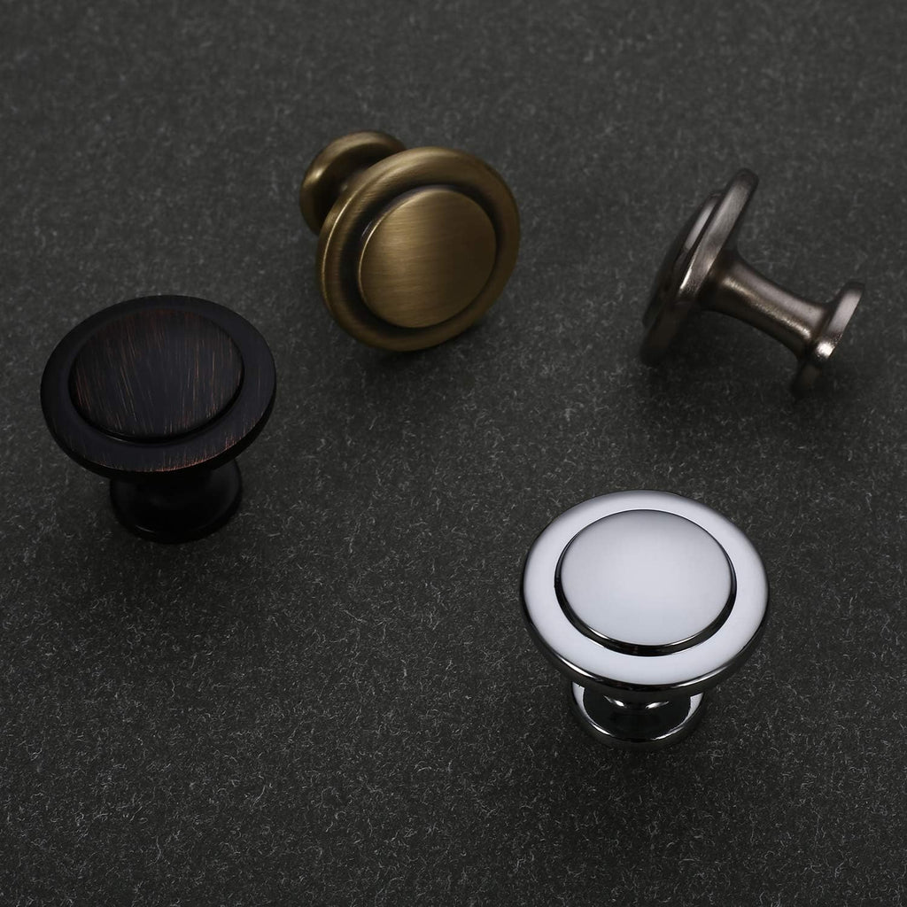 Brushed Antique Brass Round Single Hole Cabinet Knobs