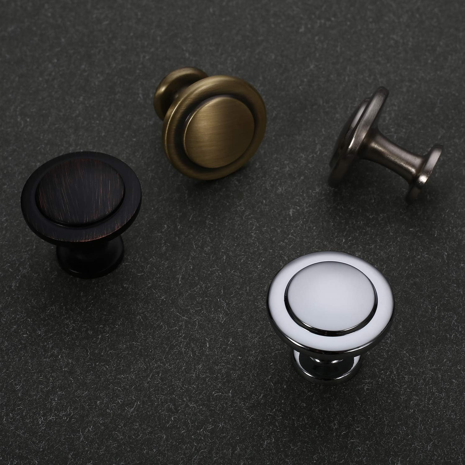 Brushed Antique Brass Round Single Hole Cabinet Knobs