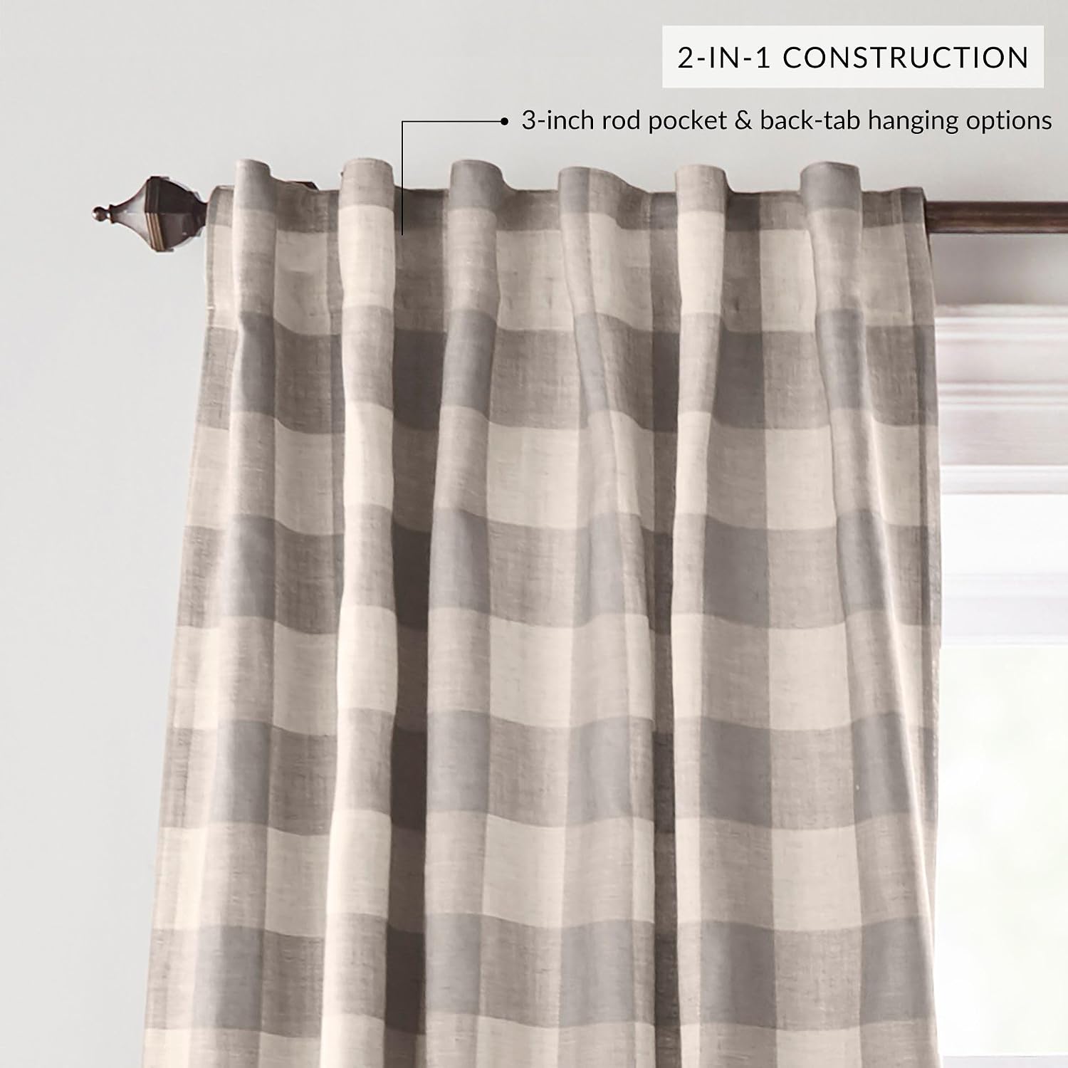 Gray Buffalo Check Room Darkening Curtain