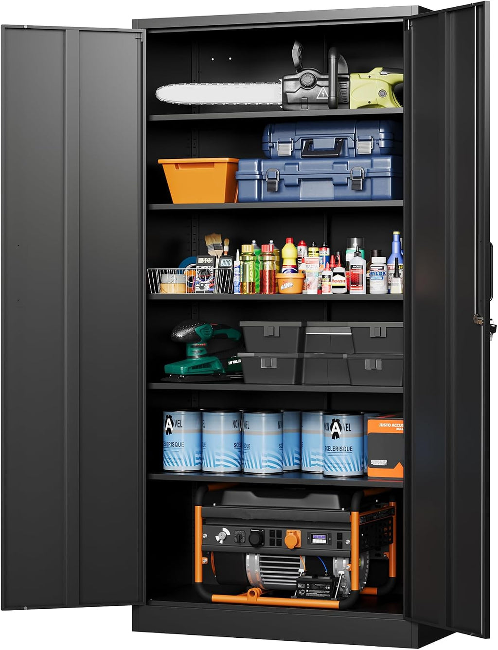 Tall Lockable Metal Garage Cabinet