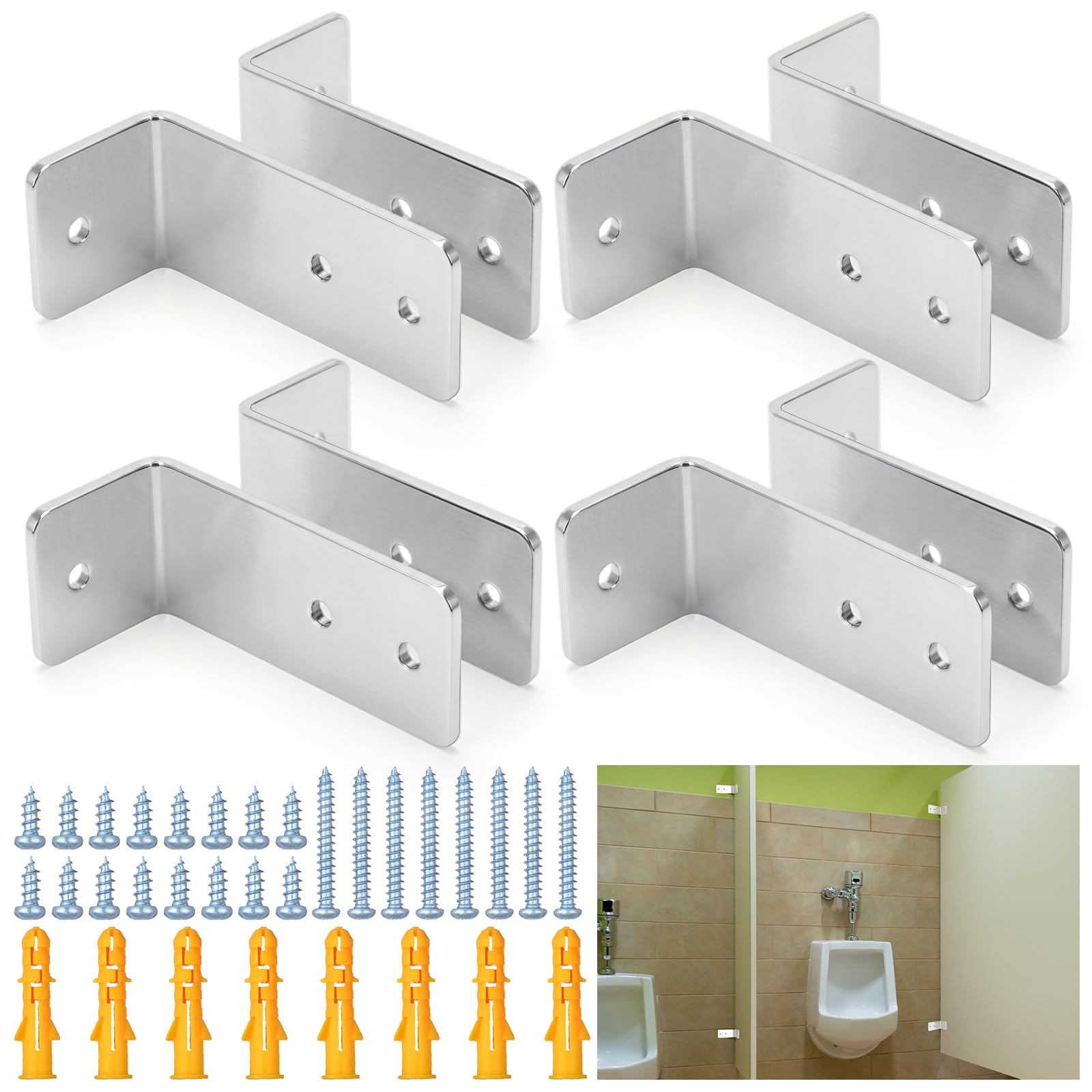Chrome Urinal Screen L Brackets 4 Set