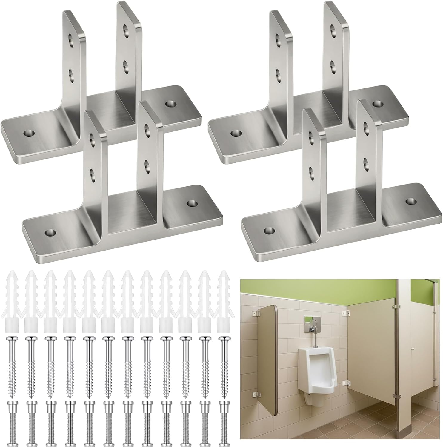 Chrome Urinal Screen Brackets 4 Pack
