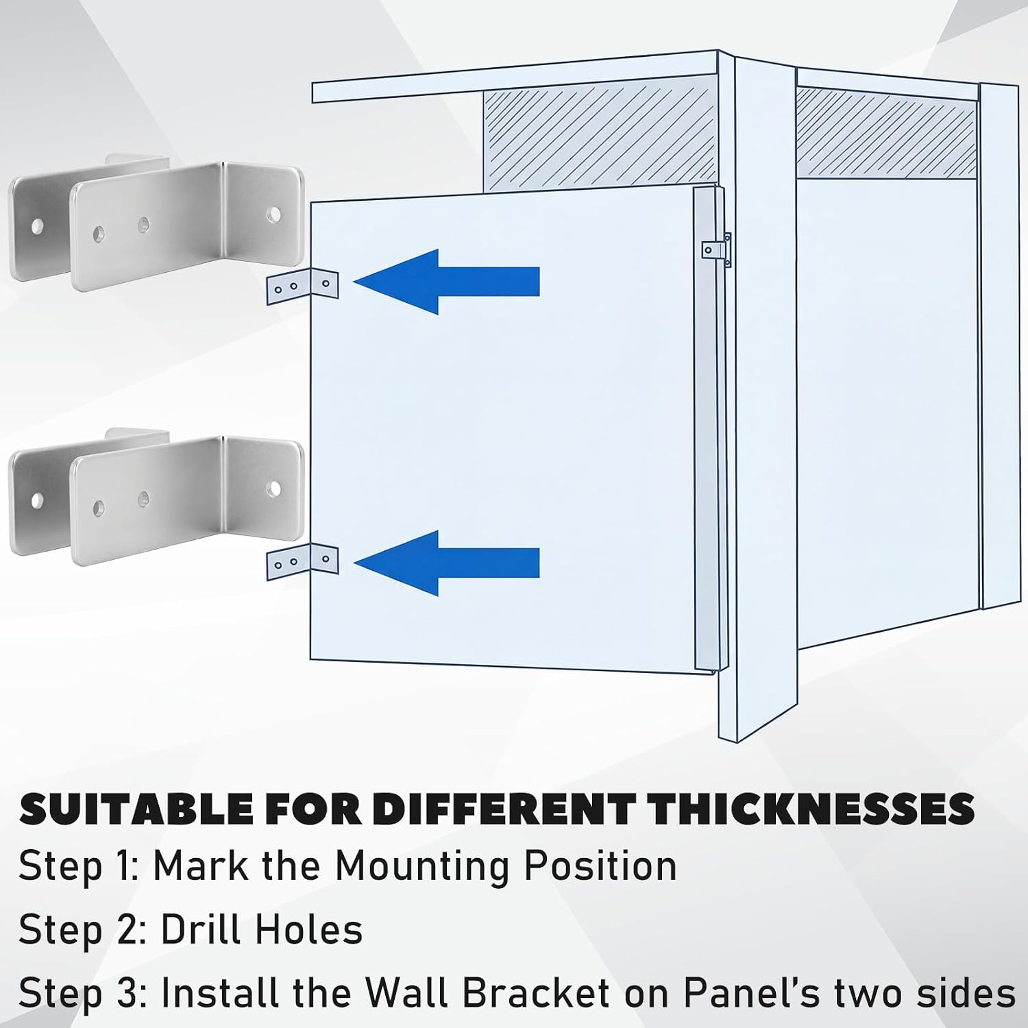 Chrome Urinal Screen L Brackets 4 Set