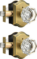 Antique Brass Crystal Privacy Door Knob Lock Sets