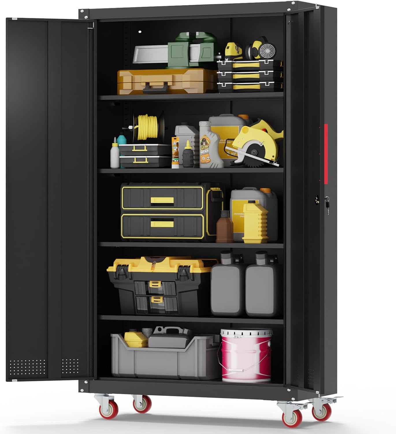 Rolling Lockable Metal Garage Cabinet