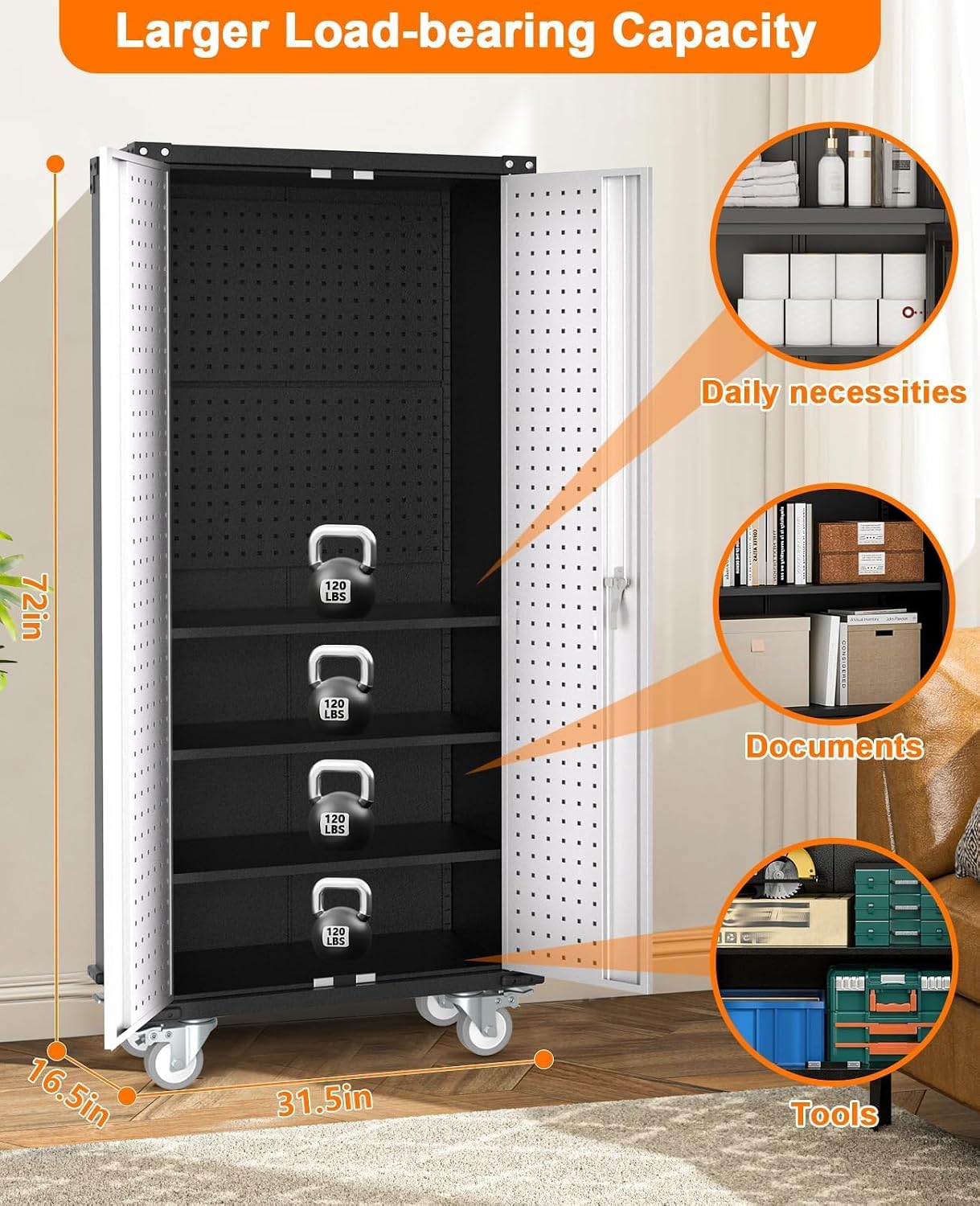 Rolling Lockable Metal Storage Cabinet