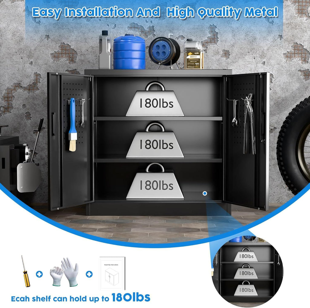 Lockable Pegboard Metal Storage Cabinet