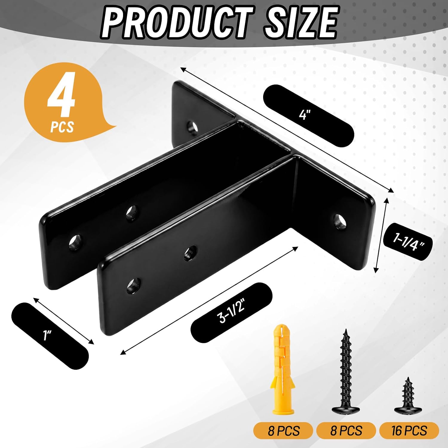 Black Urinal Screen Brackets 4 Pack