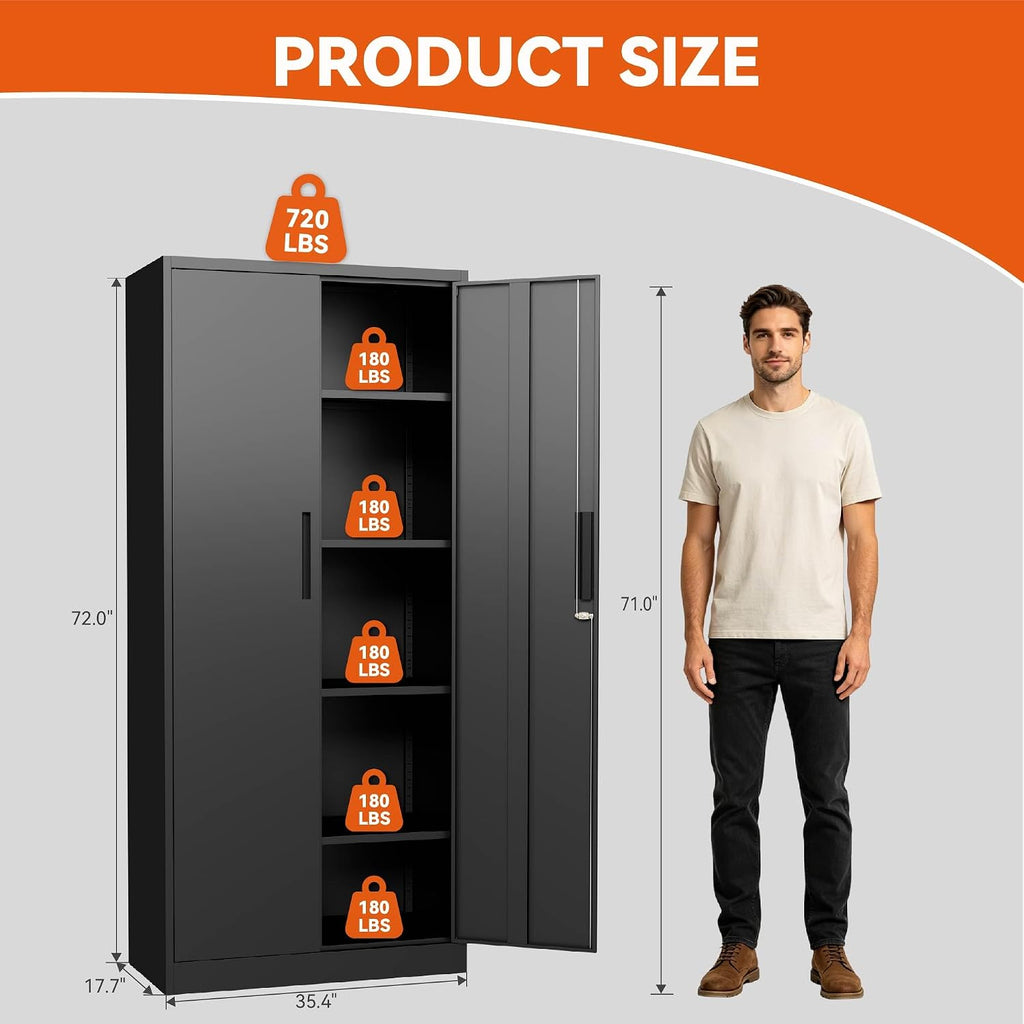 Tall Lockable Metal Storage Cabinet