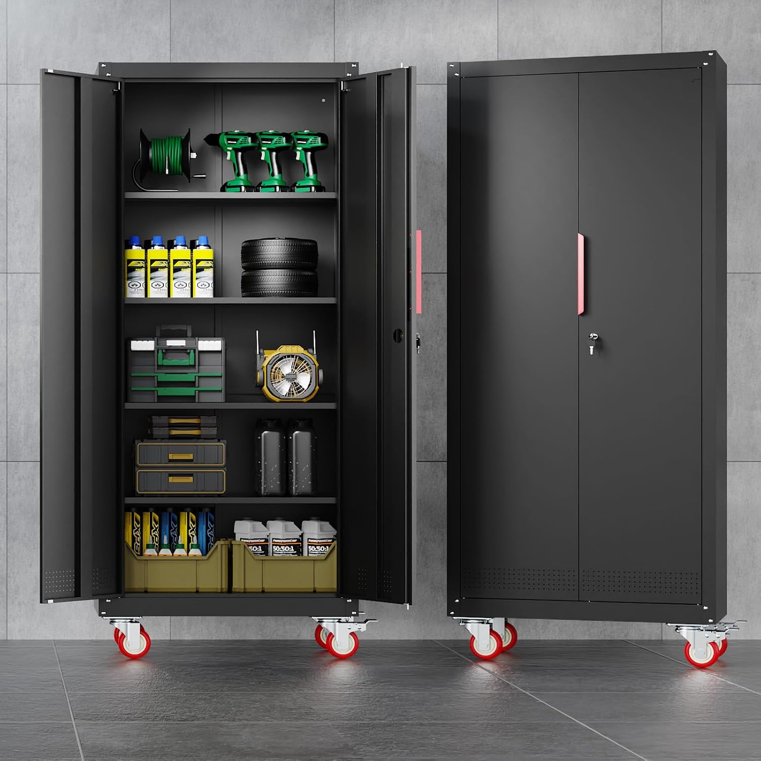 Lockable Rolling Metal Garage Cabinet