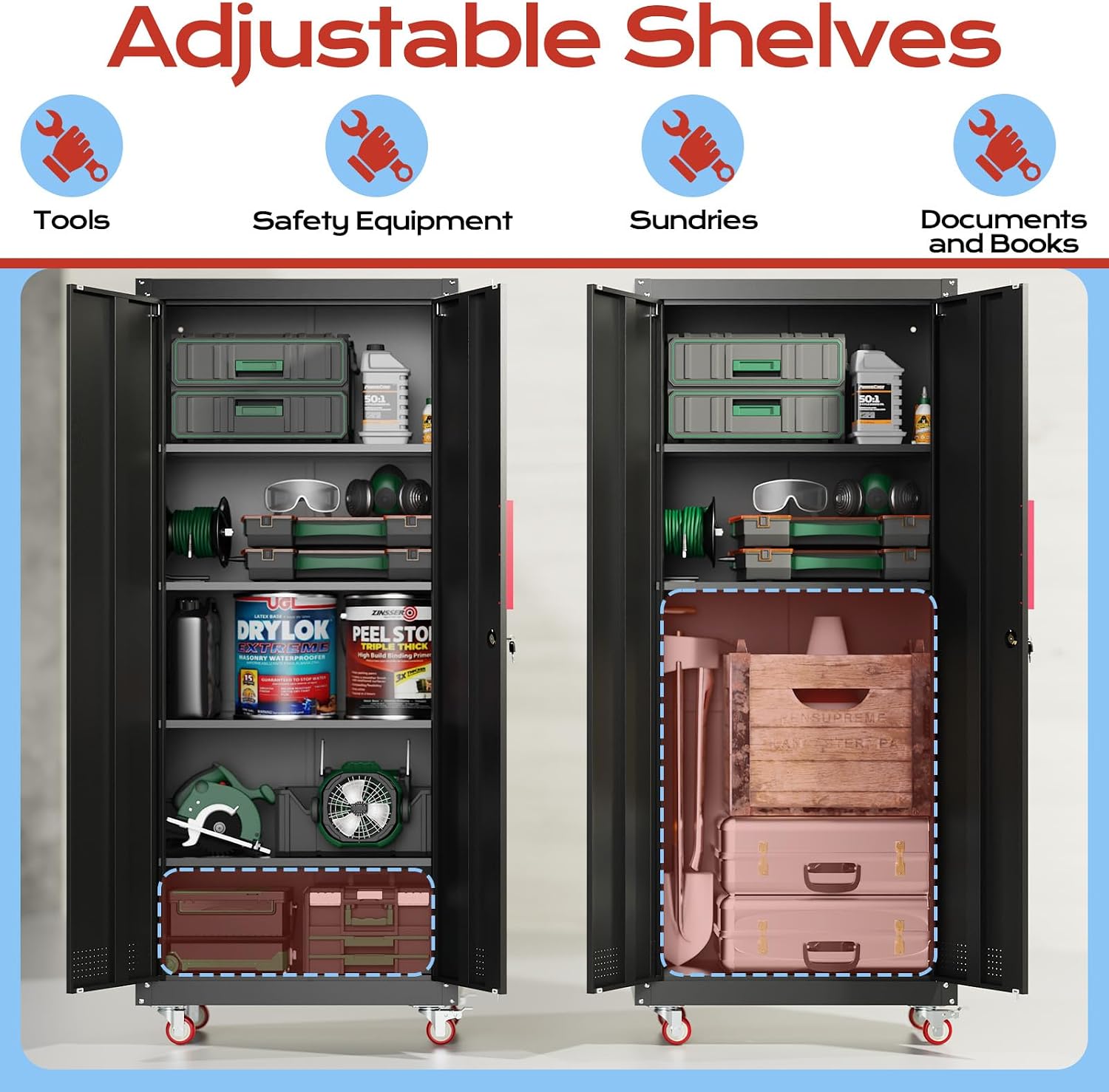 Lockable Rolling Metal Garage Cabinet