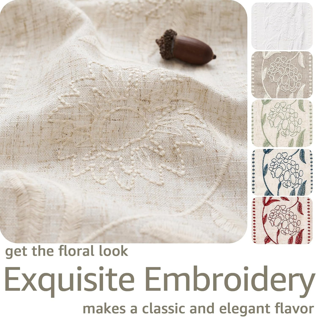 Embroidered Floral Light Filtering Curtains
