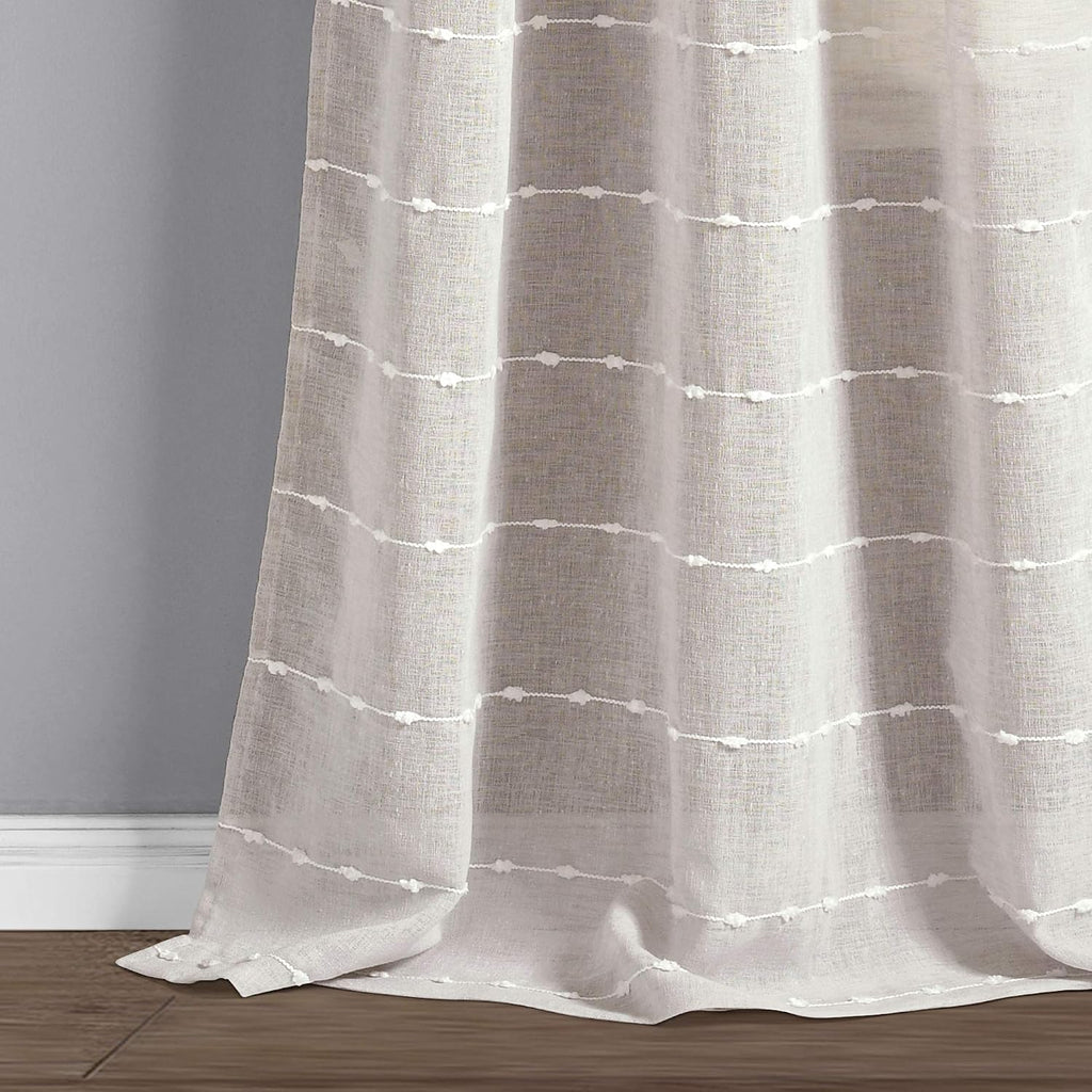 Textured Beige Sheer Window Curtains