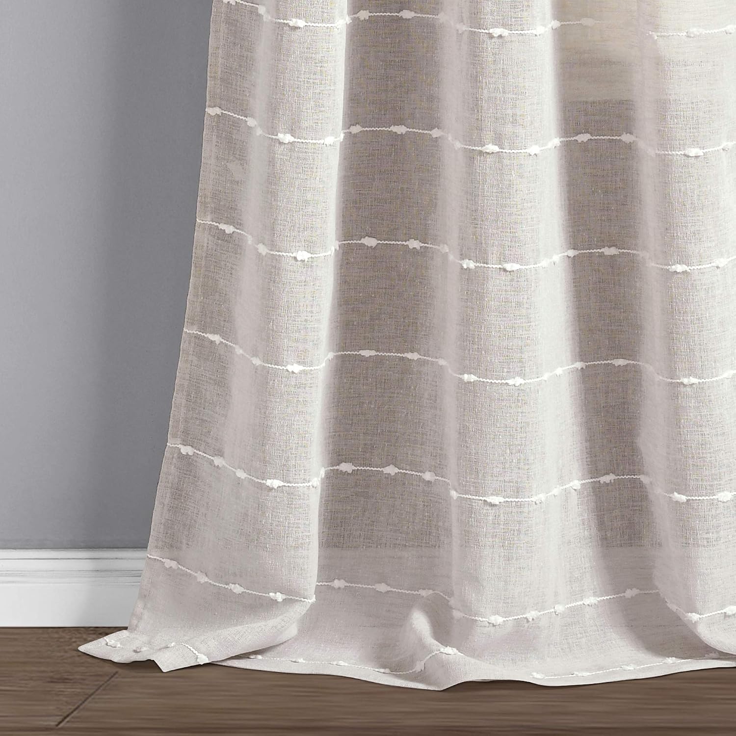 Textured Beige Sheer Window Curtains