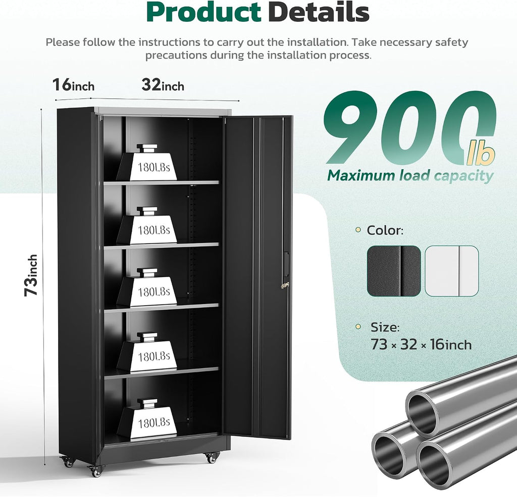 Rolling Lockable Metal Garage Cabinet