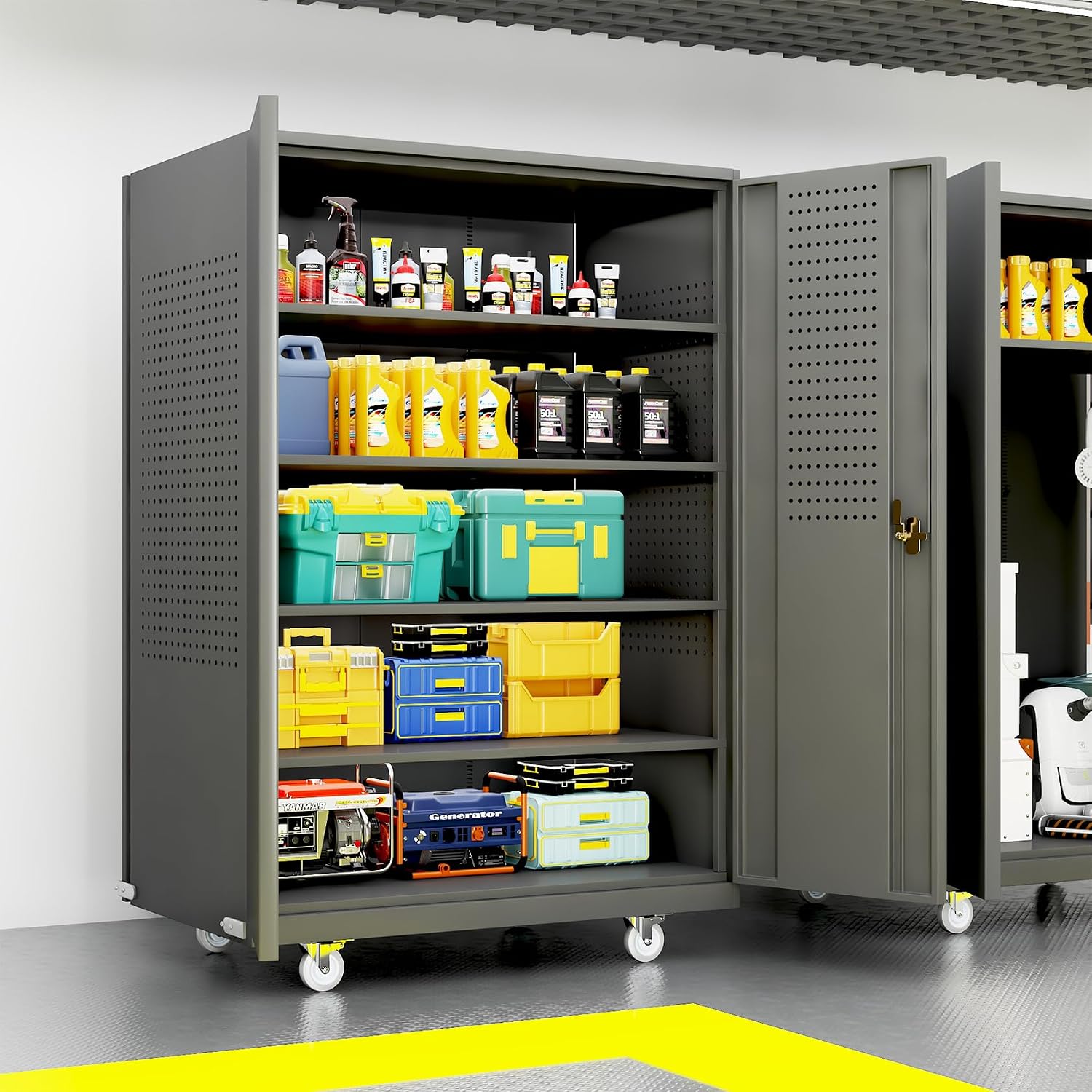 Rolling Metal Garage Storage Cabinet