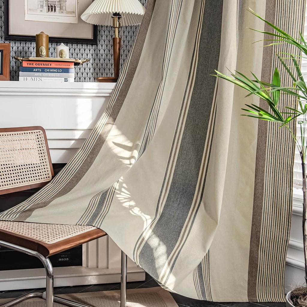 Striped Light Filtering Window Curtains