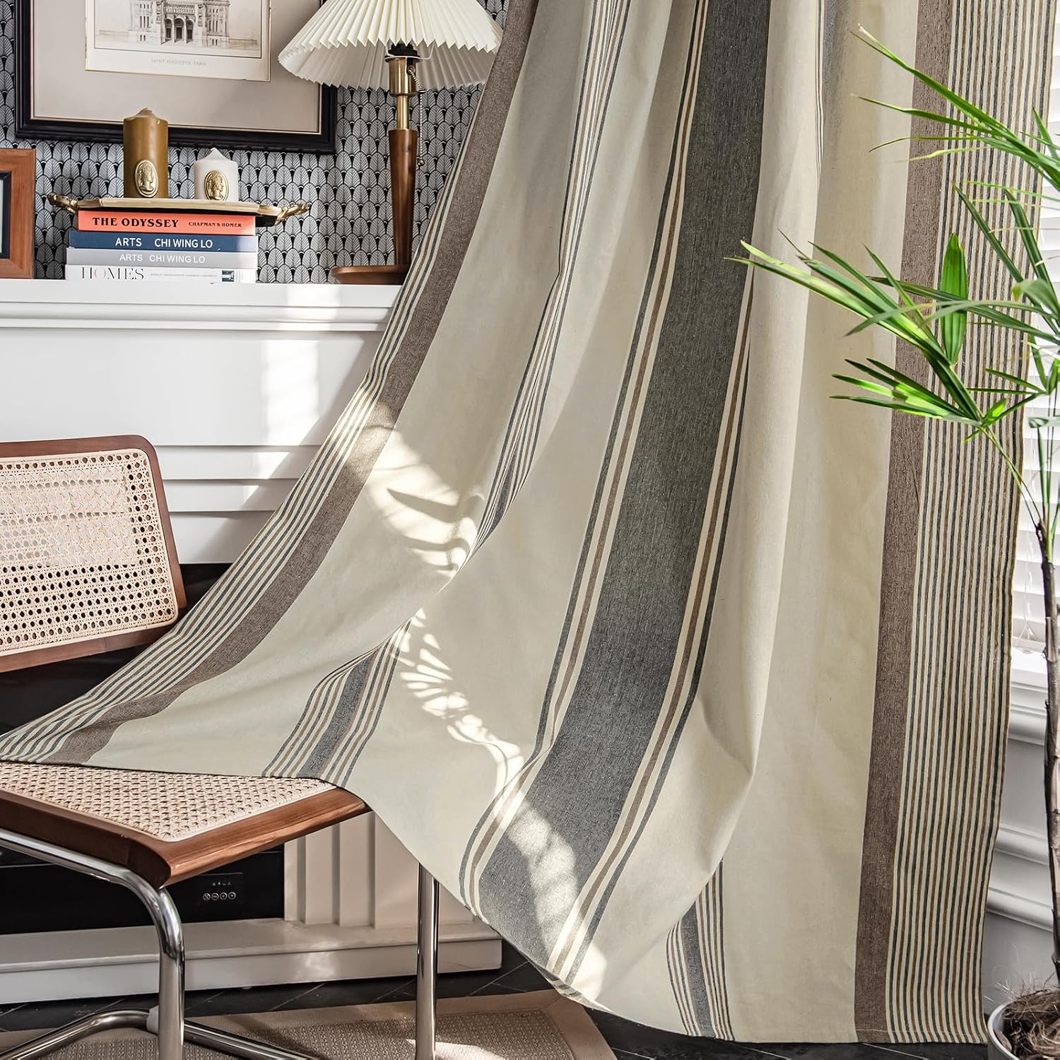 Striped Light Filtering Window Curtains