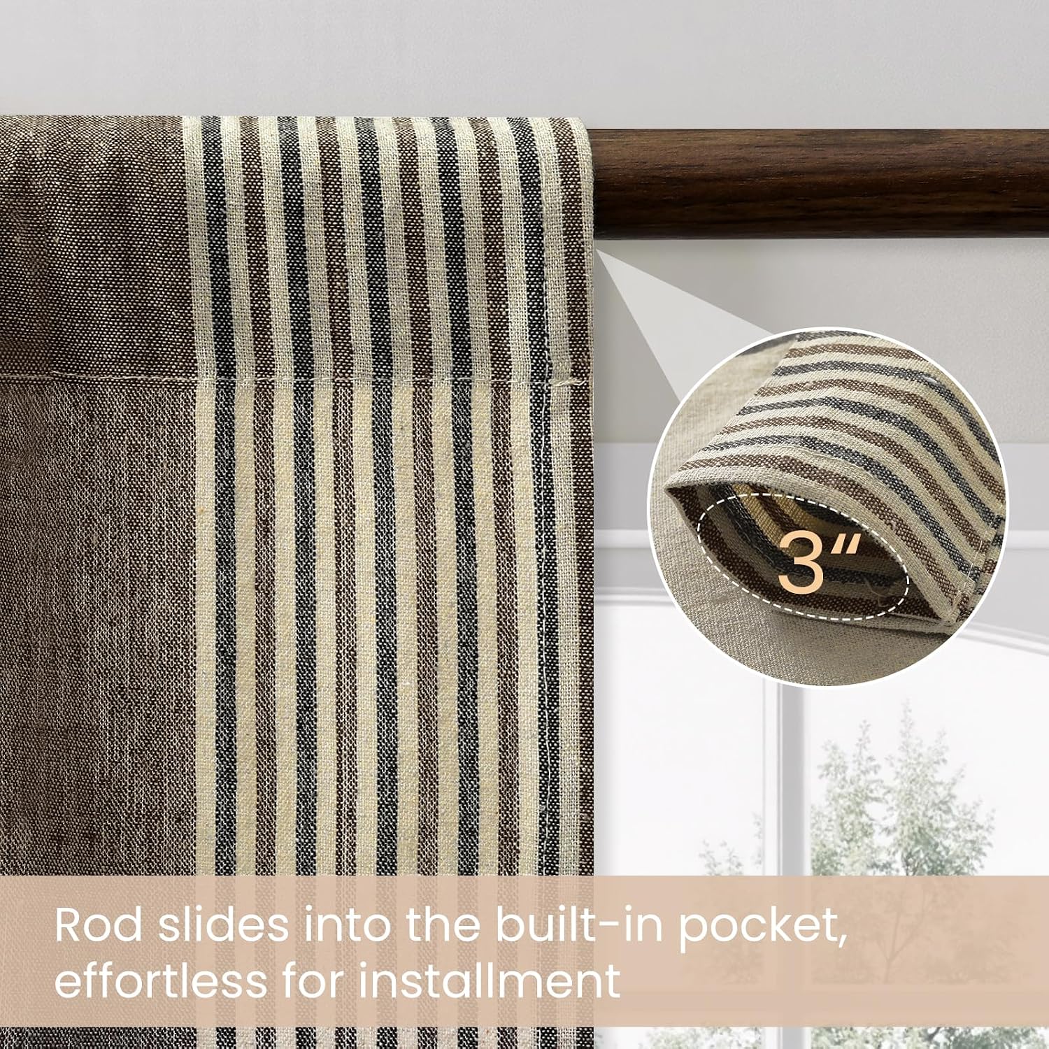 Striped Light Filtering Window Curtains