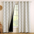 Black White Floral Blackout Sliding Door Curtains