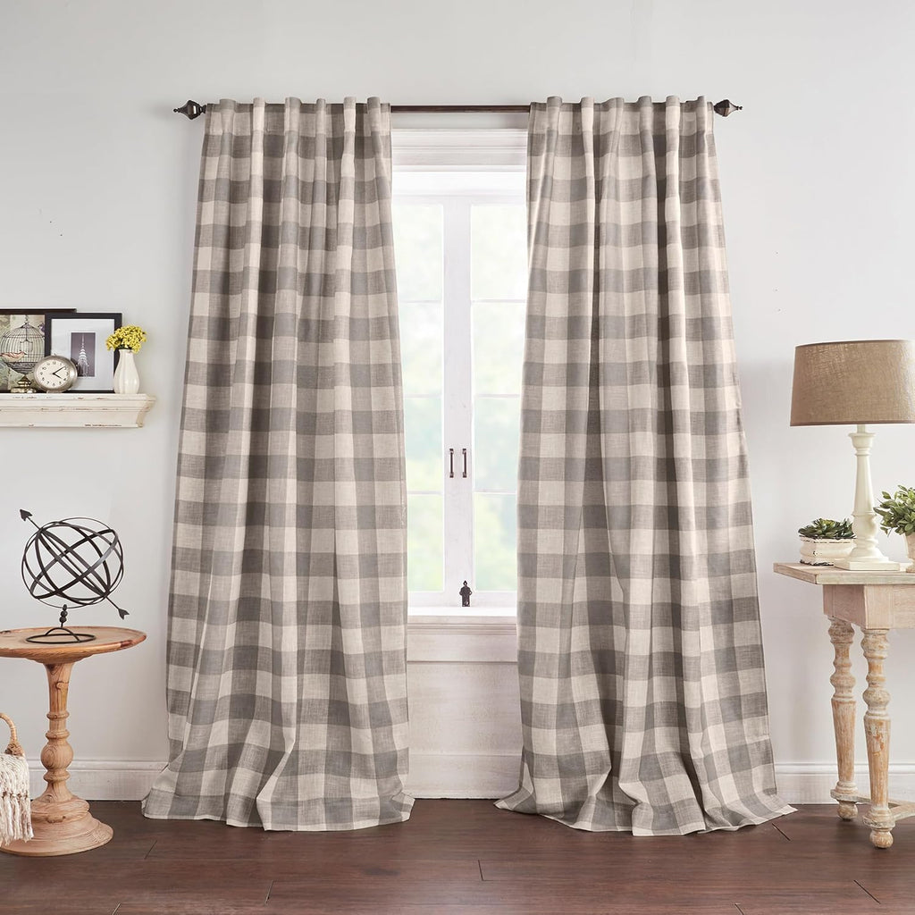 Gray Buffalo Check Room Darkening Curtain