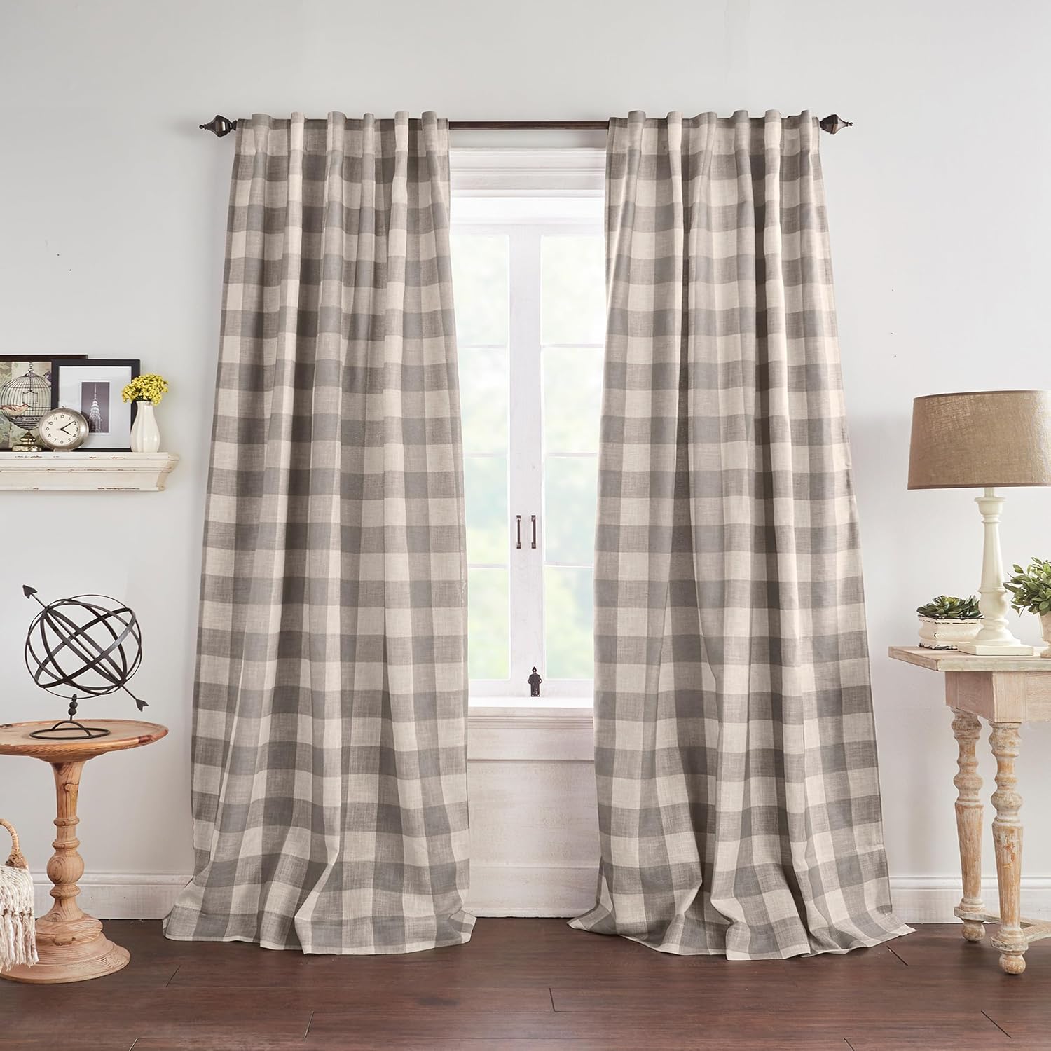 Gray Buffalo Check Room Darkening Curtain