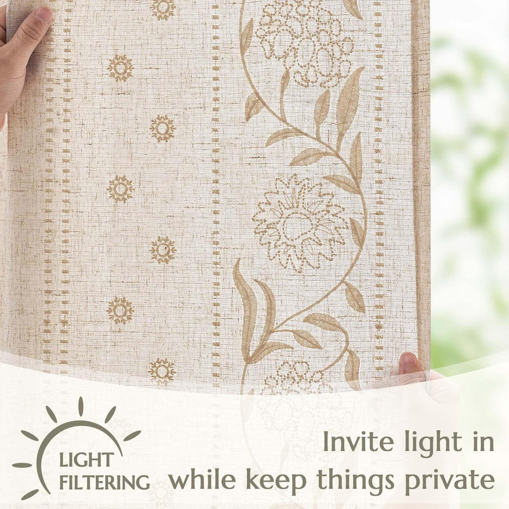 Embroidered Floral Light Filtering Curtains