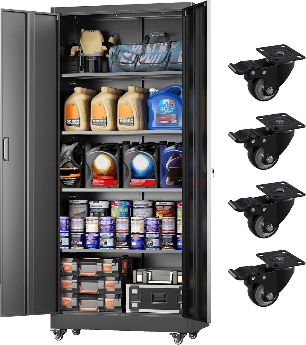 Rolling Lockable Metal Garage Cabinet