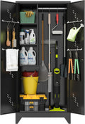 Metal Garage Broom Storage Cabinet