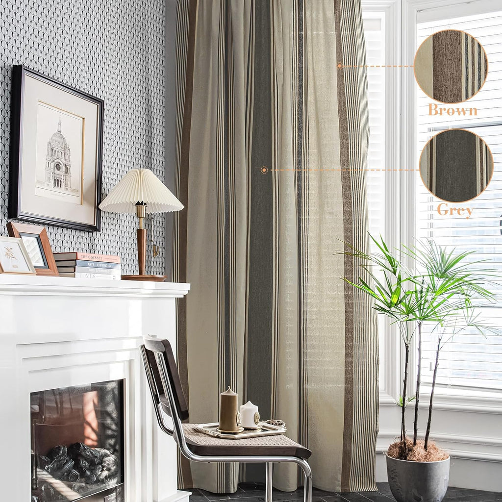 Striped Light Filtering Window Curtains