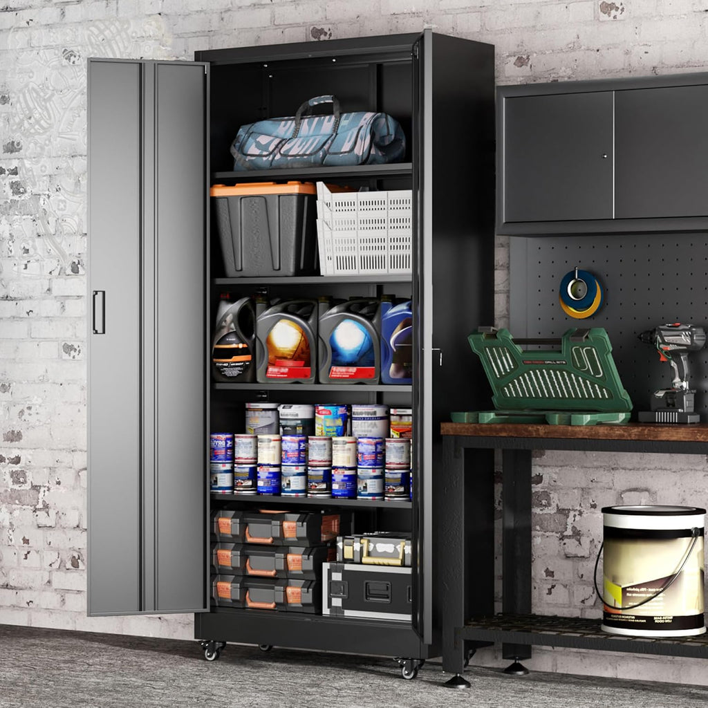 Rolling Lockable Metal Garage Cabinet
