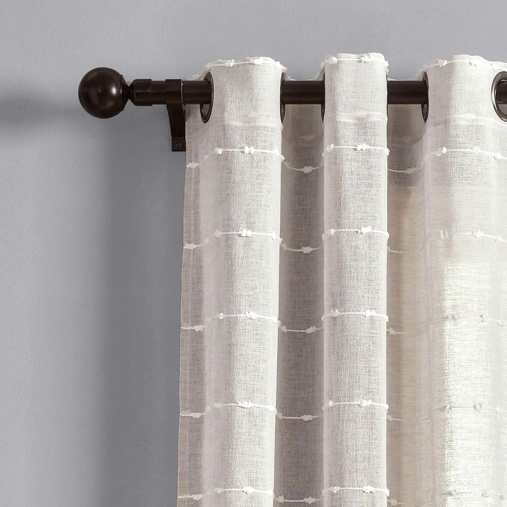 Textured Beige Sheer Window Curtains