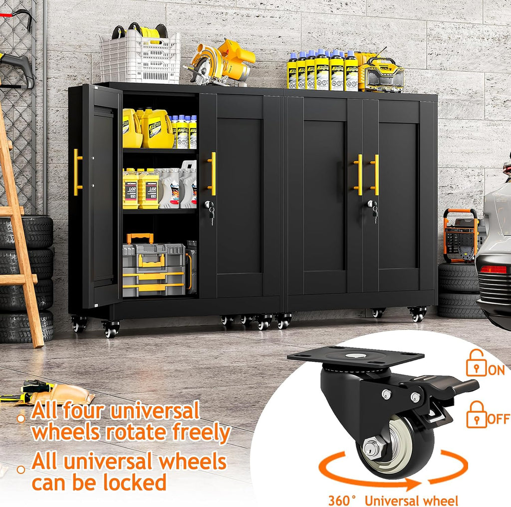 Rolling Lockable Metal Storage Cabinet