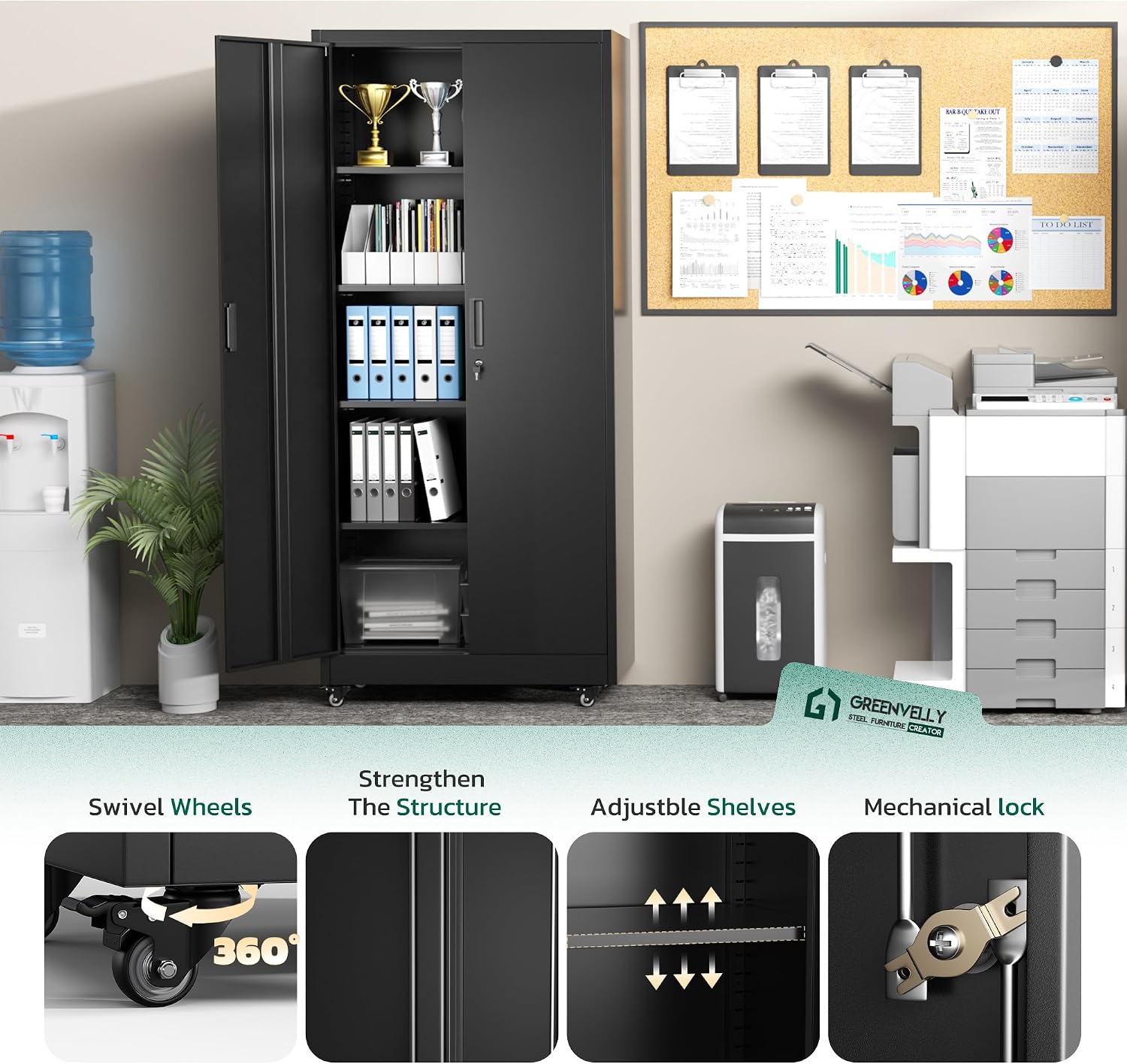 Rolling Lockable Metal Garage Cabinet