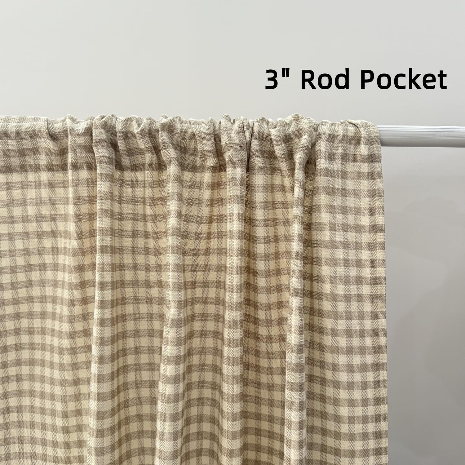 Gingham Cotton Linen Light Blocking Curtains