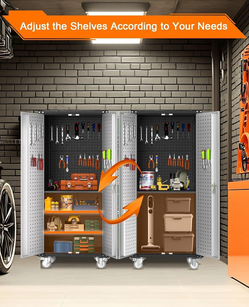 Rolling Lockable Metal Storage Cabinet