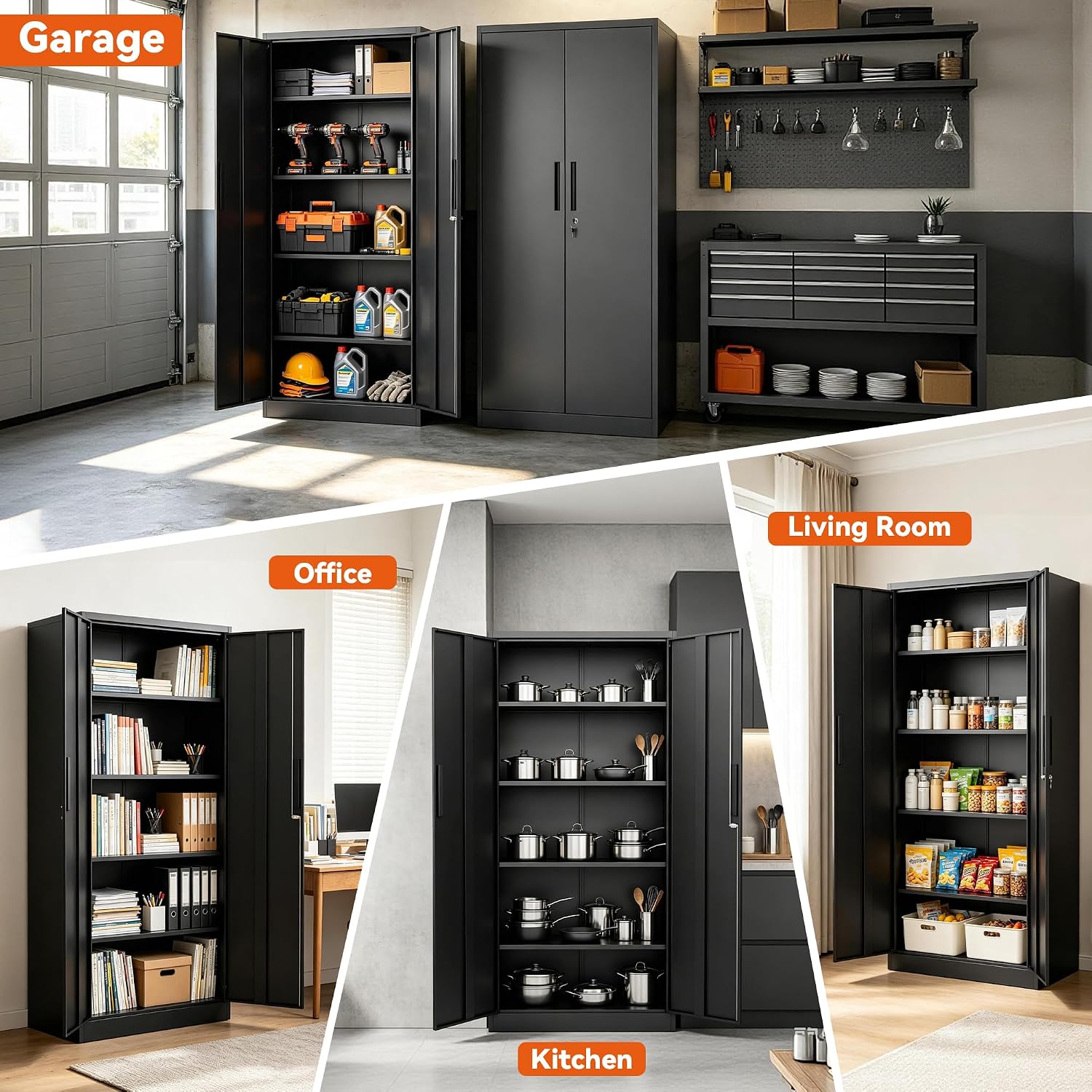 Tall Lockable Metal Storage Cabinet